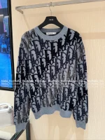 Dior 2025 Fall/Winter Collection 💙 Round Neck Jacquard Letter Logo Blue Pullover Cashmere Wool Sweater - Image 13