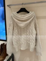 Celine 2025 Early Fall/Winter Collection 🐻 Asymmetric Fur Trim Zip-Front Wool Jacquard Knit Cardigan for Women - Image 15