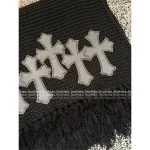 CHROME HEARTS 2025 Fall/Winter Collection ✝️ Heavyweight Genuine Leather Cross Logo Fringe Oversized Scarf - Unisex - Image 11