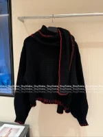 Vivienne Westwood Korean Aesthetic 🪐 2025 Fall/Winter Collection Saturn Embroidered Logo Wool Knit Cardigan with Detachable Scarf - Image 14