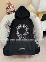 CHROME HEARTS 2025 Fall/Winter Collection 🤍 Hooded Design Cuff Sanskrit Print Logo Zip-Front Jacket - Image 16