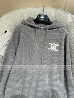 Celine 2025 Early Fall/Winter Collection 🆕 ©️ Hooded Kaixuanmen Logo Gray Tones Wool Knit Cardigan Oversized Fit - Image 14