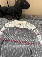 THOM BROWNE 2025 Fall/Winter Collection 👧 100% Imported Wool Fair Isle Jacquard Knit Cardigan for Women - Image 11
