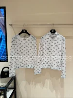 Chanel 2025 Fall/Winter CoCo Ski Collection 🎀 Crystal Bow Logo Round Neck Print Long Sleeve Tee / Mock Neck Top