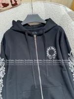 CHROME HEARTS 2025 Fall/Winter Collection 🤍 Hooded Design Cuff Sanskrit Print Logo Zip-Front Jacket - Image 13