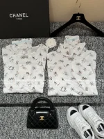 Chanel 2025 Fall/Winter CoCo Ski Collection 🎀 Crystal Bow Logo Round Neck Print Long Sleeve Tee / Mock Neck Top - Image 21