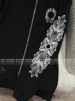 CHROME HEARTS 2025 Fall/Winter Collection 🤍 Hooded Design Cuff Sanskrit Print Logo Zip-Front Jacket - Image 12