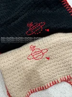 Vivienne Westwood Korean Aesthetic 🪐 2025 Fall/Winter Collection Saturn Embroidered Logo Wool Knit Cardigan with Detachable Scarf - Image 30