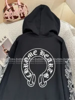 CHROME HEARTS 2025 Fall/Winter Collection 🤍 Hooded Design Cuff Sanskrit Print Logo Zip-Front Jacket - Image 11
