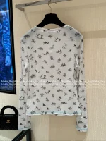Chanel 2025 Fall/Winter CoCo Ski Collection 🎀 Crystal Bow Logo Round Neck Print Long Sleeve Tee / Mock Neck Top - Image 19