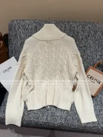 Celine 2025 Early Fall/Winter Collection 🐻 Asymmetric Fur Trim Zip-Front Wool Jacquard Knit Cardigan for Women - Image 29