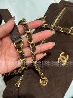 Chanel 2025 Fall/Winter Runway Collection 🐻 Premium Teddy Brown Suede Metal Logo Chain Large Bowling Bag - Image 33