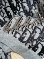 Dior 2025 Fall/Winter Collection 💙 Round Neck Jacquard Letter Logo Blue Pullover Cashmere Wool Sweater - Image 23