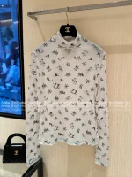 Chanel 2025 Fall/Winter CoCo Ski Collection 🎀 Crystal Bow Logo Round Neck Print Long Sleeve Tee / Mock Neck Top - Image 17