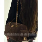 Chanel 2025 Fall/Winter Runway Collection 🐻 Premium Teddy Brown Suede Metal Logo Chain Large Bowling Bag - Image 27