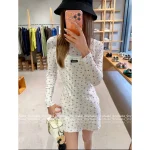 miumiu 2025 Early Fall/Winter Collection 🌷 "Pure Floral" Round Neck Logo Slim-Fit Cotton Dress / Short Sleeve / Tank Top Full Collection - Image 4