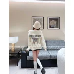 Dior 2025 Fall/Winter Collection ⭐️ Nautical Lapel Jacquard Letter Logo White Wool Knit Cardigan