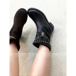 Chanel 2025 Fall/Winter Collection 👢 Lucky Four-Leaf Clover Metal Chain ⛓️ Pendant Ankle Boots for Women - Image 8