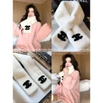 Chanel Vintage Series ©️©️ Imported Wool 🦙 Logo Fur Scarf 🧣 Adorably Cute & Cozy - Perfect for Homebodies