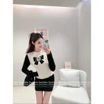 Chanel Super Cute ©️©️ Vintage Vintage Series 🎀 Bow Jacquard Logo Cashmere Pullover - Imported Cashmere 🦙 - Image 5