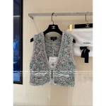 Chanel 2025 Fall/Winter Collection 🍏 Atelier Series Chunky Knit Hand-Crocheted Bow Crystal Silk-Wool Blend Vest
