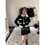 Chanel 2025 Fall/Winter Collection 🐼 Black-White Panda Colorblock Imported Wool Gem Button Round Neck Knit Cardigan ~ Super Comfortable! - Image 4