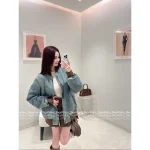 miumiu 2025 Early Fall/Winter Collection 🤠 Heavy Enzyme Wash Denim Embroidered Letter Logo Denim Quilted Jacket - Image 10