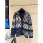 Louis Vuitton 2025 Autumn/Winter Collection 🆕 Printed V-Neck Color-Block Long-Staple Mohair & Wool 🦙 Blend Knit Cardigan