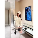 Dior 2025 Fall/Winter Collection ⭐️ Nautical Lapel Jacquard Letter Logo White Wool Knit Cardigan - Image 9