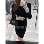 VALENTINO 2025 Fall/Winter Collection 👸 Water-Soluble Lace Cuff Bodycon Stretch Knit Cashmere Dress for Women - Image 10
