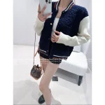 Louis Vuitton 2025 Fall/Winter Collection 🆕 Ski Series Colorblock Subtle Jacquard Logo Baseball Wool Knit Jacket - Image 7