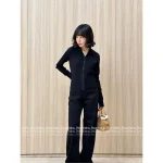 Dior "Slimming Silhouette Style" 🖤 D+ 2025 Fall/Winter Collection Slim-Fit Stand-Collar Zip-Front Cashmere Knit Cardigan - Image 3