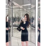VALENTINO 2025 Fall/Winter Collection 👸 Water-Soluble Lace Cuff Bodycon Stretch Knit Cashmere Dress for Women - Image 9
