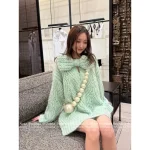 Chanel 2025 Fall/Winter Collection 🎀 Detachable Handmade Chunky Knit Bow Wool/Mohair Blend Pullover Knit Dress with Silk Lining - Image 3