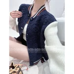 Louis Vuitton 2025 Fall/Winter Collection 🆕 Ski Series Colorblock Subtle Jacquard Logo Baseball Wool Knit Jacket - Image 6