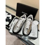 Chanel 2025 Fall/Winter Collection ©️©️ Ski Series Tech-Futuristic Silver Tone Motion Classic Cortez Sneakers for Women - Stylish & Super Comfortable~ - Image 3