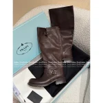 Prada High-Quality Beauty Style ~ 2025 Early Fall/Winter Collection Wide-Calf Motorcycle Boots 👢 Custom Imported Leather Gift Box - Image 5