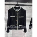 Chanel 2025 Fall/Winter Collection 🖤 Black-White Colorblock Tailored Woven Four-Pocket Corduroy Blazer