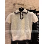 Chanel 2025 Fall/Winter CoCo Neige Ski Collection ❄️ Colorblock Crochet Peter Pan Collar Crystal Bow Embellishment Cashmere Short Sleeve