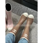 Chanel Barbie Princess Boots~ 2025N Hot Drop New Colorway Color-Block Logo Rain Boots Imported Original Mold Special Waterproof Material - Image 7