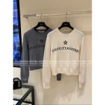 Dior 2025 Early Fall/Winter Collection ⭐️ Round Neck Embroidered Letter Logo Pullover Cashmere/Wool Blend Knit Sweater