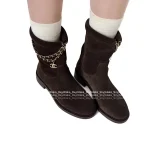 Chanel 2025 Fall/Winter Collection 👢 Lucky Four-Leaf Clover Metal Chain ⛓️ Pendant Ankle Boots for Women - Image 5