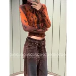 ACNE STUDIOS 2025 Fall/Winter Collection 🍂 Ombré Dye Enzyme Wash High-Waist Slimming Belt Jeans 👖 Wide-Leg Pants - Image 7