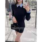 Gucci 2025 Fall/Winter Collection ❕ Artisan Crystal Embellished Lapel False Two-Piece Academic Style Cashmere Pullover for Women - Image 7