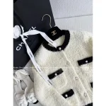Chanel 2025 Fall/Winter Collection 🐼 Black-White Panda Colorblock Imported Wool Gem Button Round Neck Knit Cardigan ~ Super Comfortable! - Image 14
