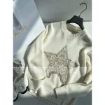 Chanel 2025 Fall/Winter Collection 🐑 Color-Block Cartoon Embroidery Logo Mock Neck Wool Base Layer for Women