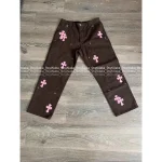 CHROME HEARTS 2025 Fall/Winter Collection 🤎 Maillard Brown Tones Pink Genuine Leather Cross Detail Cargo Pants - Image 6
