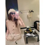 Chanel 2025 Fall/Winter Collection 🐑 Imported Shearling Gem Button Stand-Collar Faux Fur Coat / Vest for Women - Image 6