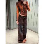 ACNE STUDIOS 2025 Fall/Winter Collection 🍂 Ombré Dye Enzyme Wash High-Waist Slimming Belt Jeans 👖 Wide-Leg Pants - Image 6