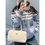 miumiu 2025 Early Fall/Winter Collection ❄️ Blue Snowflake Fair Isle Round Neck Wool Pullover 🐑 - Image 3